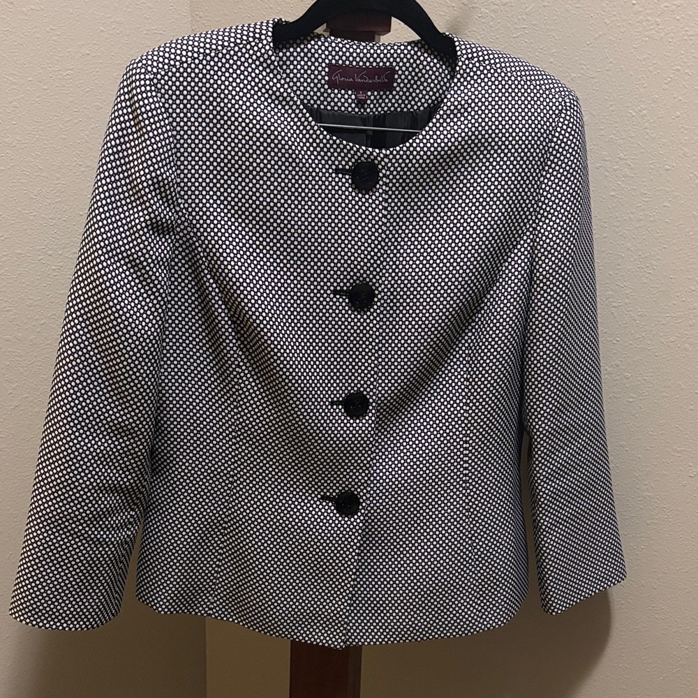Gloria Vanderbilt Black and White Polka Dot Blazer